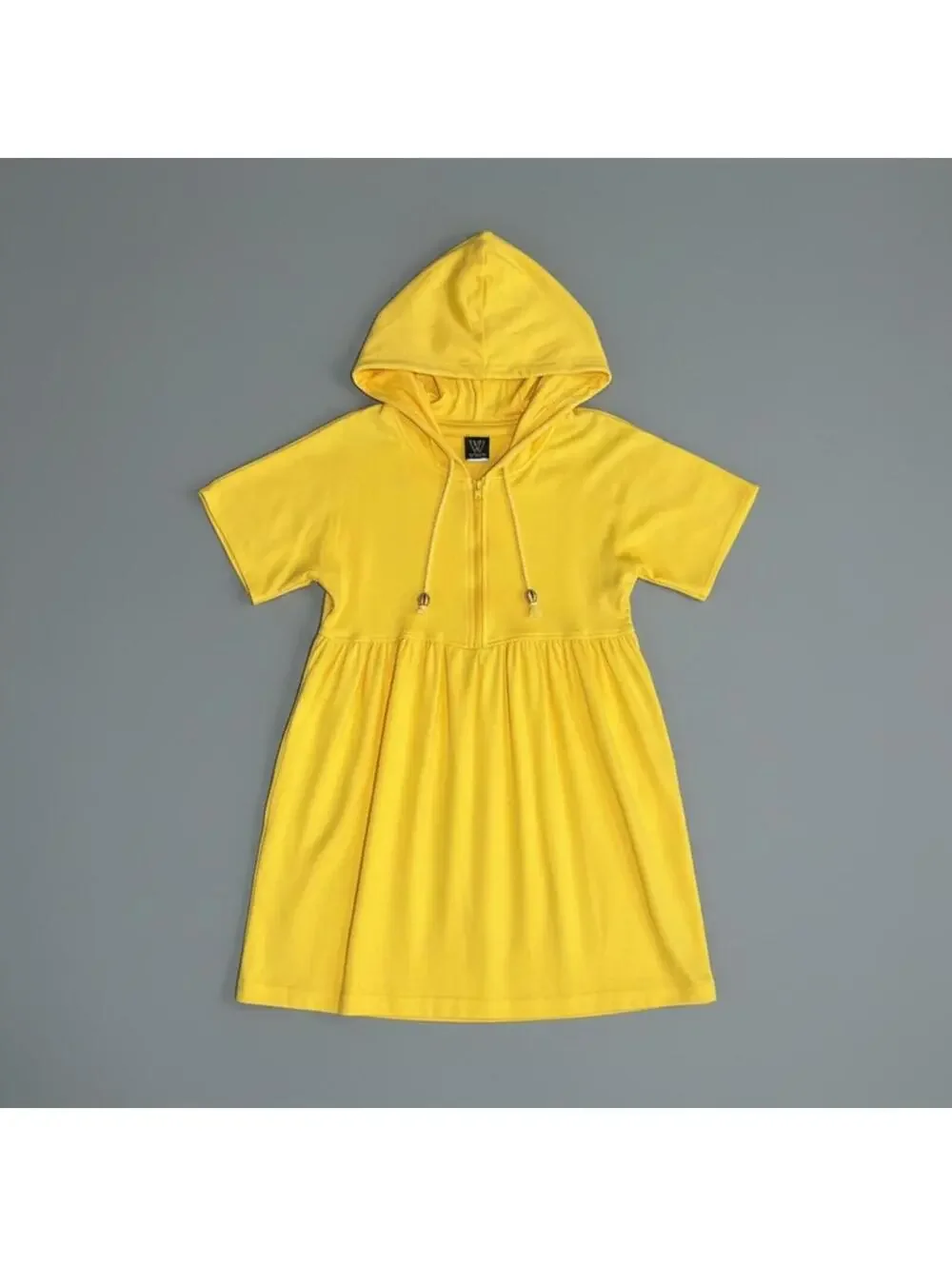 Wearabouts Yellow Hooded Swim Cover-Up Dress Cotton Blend Small Resort Ready